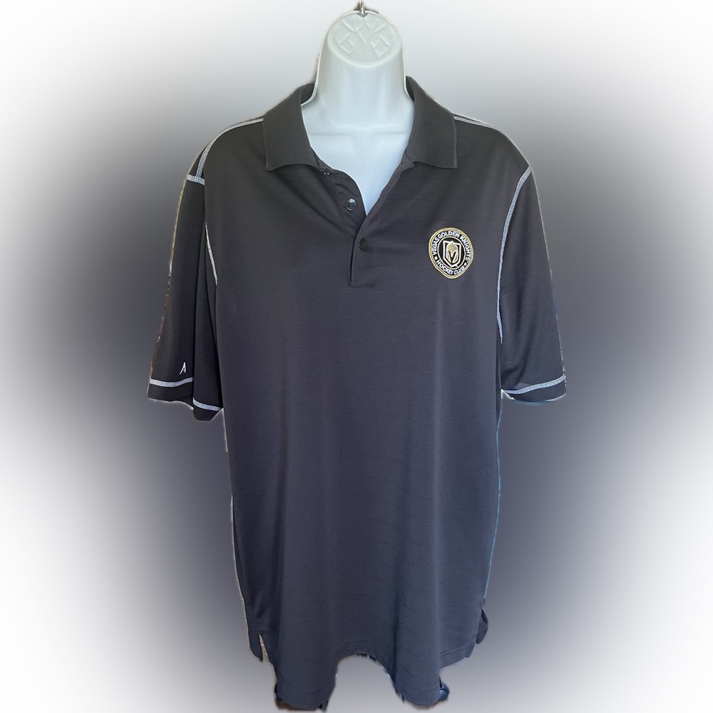 Antigua Men’s Vegas Golden Knights Black Short Sleeve Polo Tee Shirt NHL